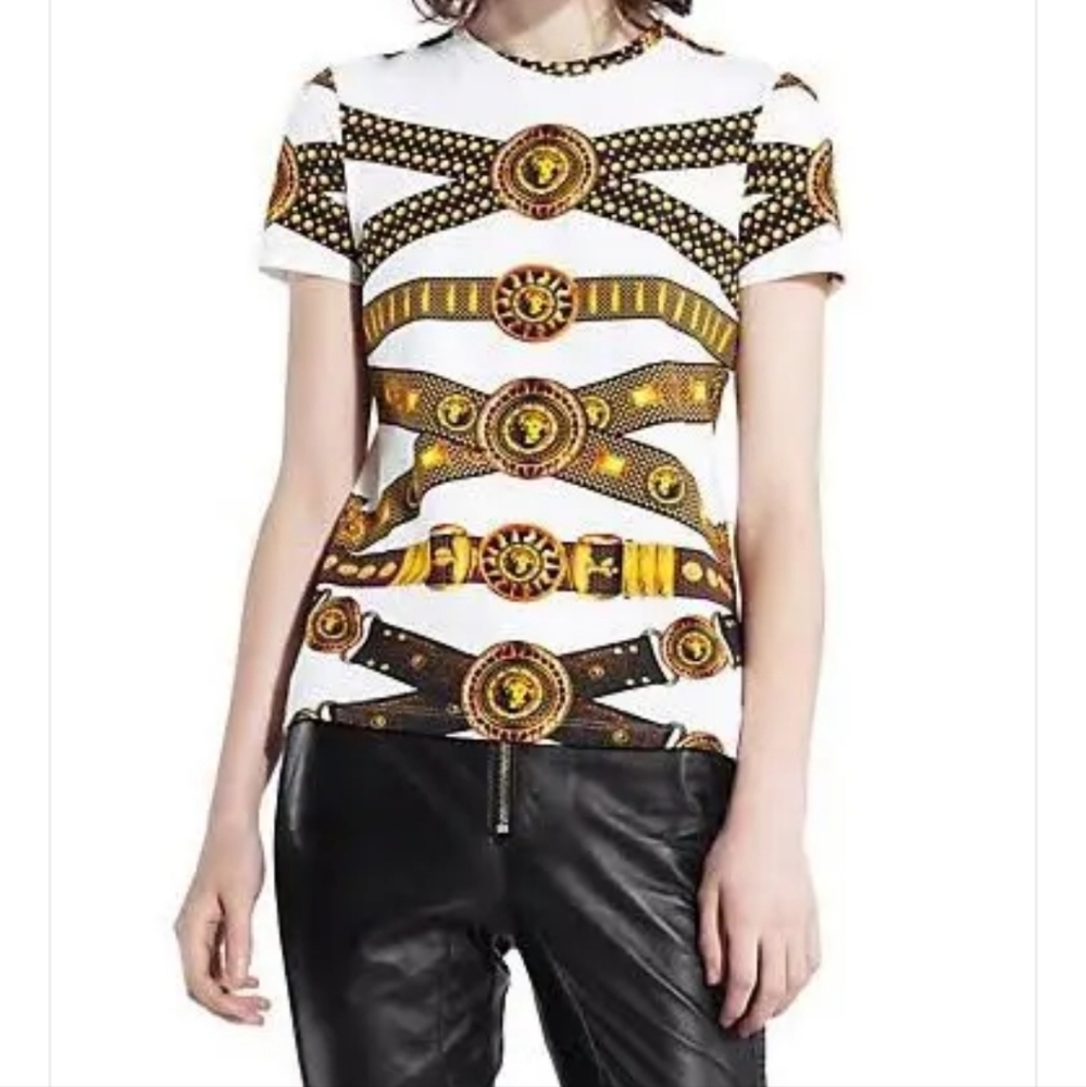 Versace Black and Gold Patterned Tee